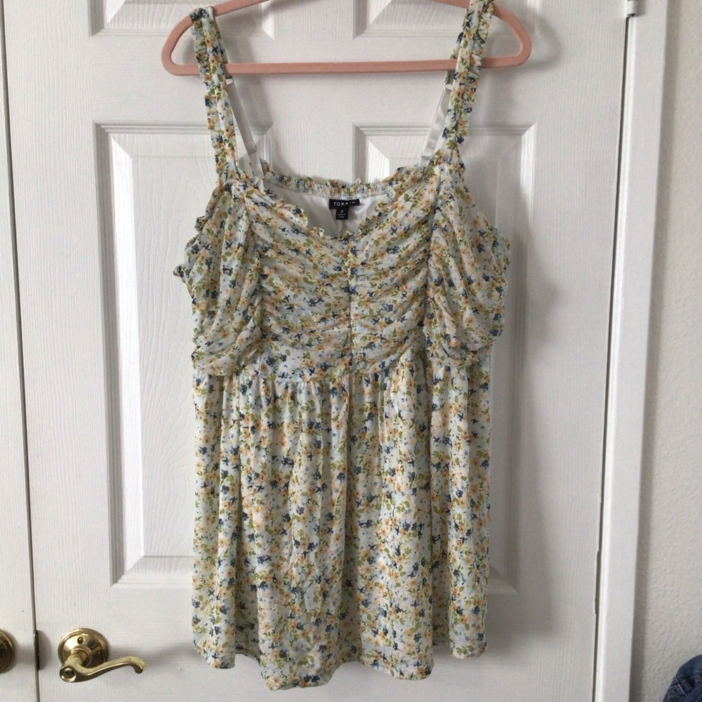 Torrid Floral Print Tank Top with Ruched Detail